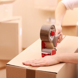 Packing boxes close-up