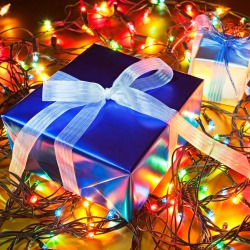 Close-up of the Christmas gifts