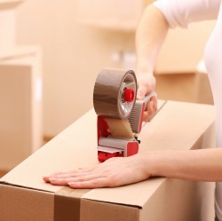 Packing boxes close-up